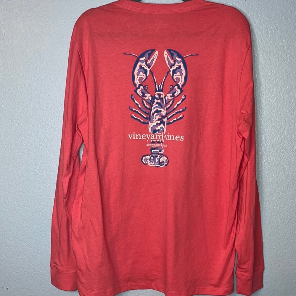 Vineyard Vines Coral Long Sleeve Lobster Tee